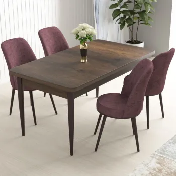 Set masa si scaune (5 bucati), Hanah Home, Nil, Baroc / Roz Pafuit imagine