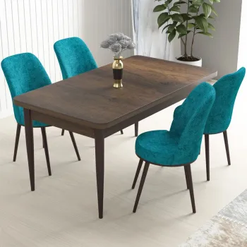 Set masa si scaune (5 bucati), Hanah Home, Nil, Baroc / Turcoaz imagine