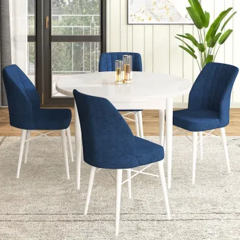 Set masa si scaune (5 bucati), Hanah Home, Rox, Alb / Bleumarin imagine