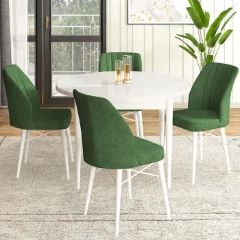 Set masa si scaune (5 bucati), Hanah Home, Rox, Alb / Kaki imagine