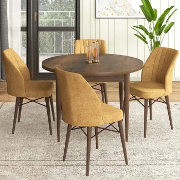 Set masa si scaune (5 bucati), Hanah Home, Rox, Baroc / Cappuccino imagine