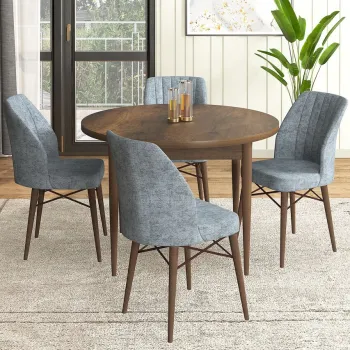 Set masa si scaune (5 bucati), Hanah Home, Rox, Baroc / Gri imagine