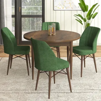 Set masa si scaune (5 bucati), Hanah Home, Rox, Baroc / Kaki imagine