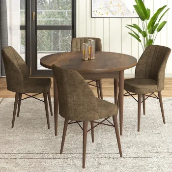 Set masa si scaune (5 bucati), Hanah Home, Rox, Baroc / Maro imagine