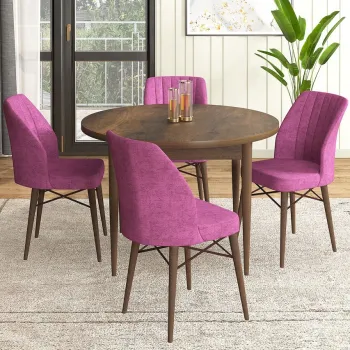 Set masa si scaune (5 bucati), Hanah Home, Rox, Baroc / Mov imagine