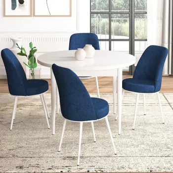 Set masa si scaune (5 bucati), Hanah Home, Tor, Alb / Bleumarin imagine