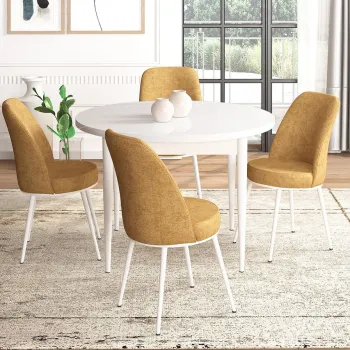 Set masa si scaune (5 bucati), Hanah Home, Tor, Alb / Cappuccino imagine