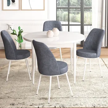 Set masa si scaune (5 bucati), Hanah Home, Tor, Alb / Fum imagine