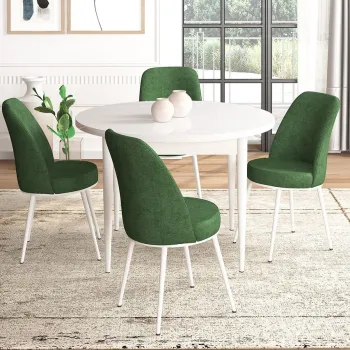 Set masa si scaune (5 bucati), Hanah Home, Tor, Alb / Kaki imagine