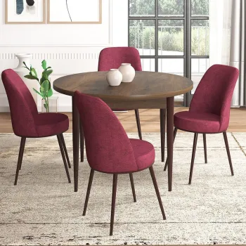 Set masa si scaune (5 bucati), Hanah Home, Tor, Baroc / Burgundia imagine