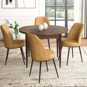 Set masa si scaune (5 bucati), Hanah Home, Tor, Baroc / Cappuccino imagine