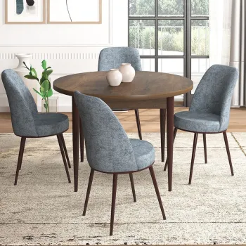 Set masa si scaune (5 bucati), Hanah Home, Tor, Baroc / Gri imagine