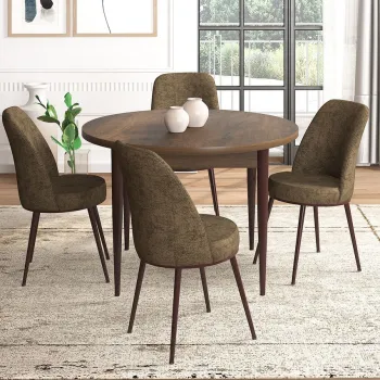 Set masa si scaune (5 bucati), Hanah Home, Tor, Baroc / Maro imagine