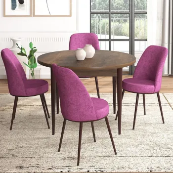 Set masa si scaune (5 bucati), Hanah Home, Tor, Baroc / Mov imagine