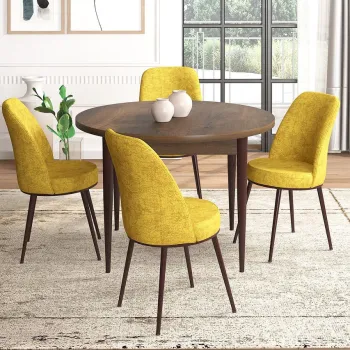 Set masa si scaune (5 bucati), Hanah Home, Tor, Baroc / Mustar imagine