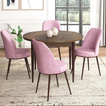 Set masa si scaune (5 bucati), Hanah Home, Tor, Baroc / Roz imagine