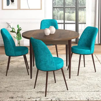 Set masa si scaune (5 bucati), Hanah Home, Tor, Baroc / Turcoaz imagine