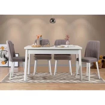 Set masa si scaune 5 piese, Vella, Costa 0701, PAL, Alb / Gri imagine