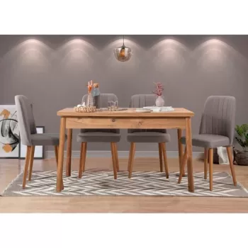 Set masa si scaune 5 piese, Vella, Costa 0701, PAL, Pin Atlantic / Gri imagine