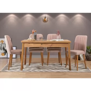 Set masa si scaune 5 piese, Vella, Costa 0900, PAL, Pin Atlantic / Piatra imagine