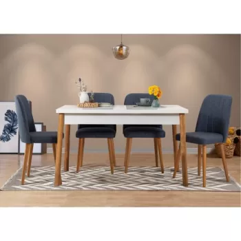 Set masa si scaune 5 piese, Vella, Costa 1048, PAL, Pin Atlantic / Albastru Marin imagine