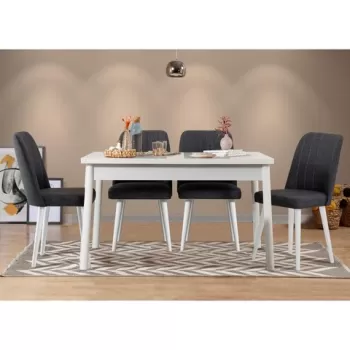 Set masa si scaune 5 piese, Vella, Costa 1053, PAL, Alb / Antracit imagine