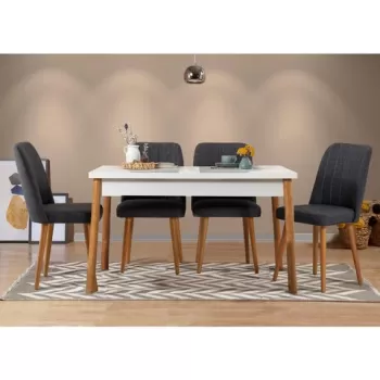 Set masa si scaune 5 piese, Vella, Costa 1053, PAL, Pin Atlantic / Alb / Antracit imagine