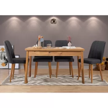 Set masa si scaune 5 piese, Vella, Costa 1053, PAL, Pin Atlantic / Antracit imagine