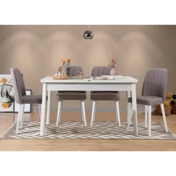 Set masa si scaune 5 piese, Vella, Santiago 0701, PAL, Alb / Gri imagine