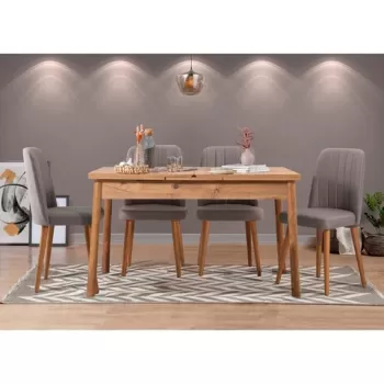 Set masa si scaune 5 piese, Vella, Santiago 0701, PAL, Pin Atlantic / Gri imagine