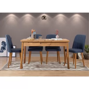 Set masa si scaune 5 piese, Vella, Santiago 1048, PAL, Pin Atlantic / Albastru Marin imagine