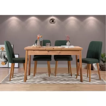 Set masa si scaune 5 piese, Vella, Santiago 1070, PAL, Pin Atlantic / Verde imagine