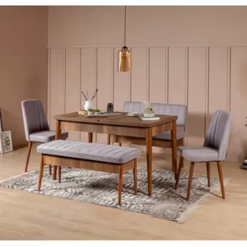 Set masa si scaune 5 piese, Vella, Vina 0701, PAL, Nuc / Soho imagine