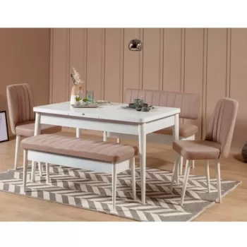 Set masa si scaune 5 piese, Vella, Vina, PAL, Piatra Alba imagine