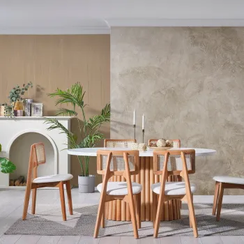 Set masa si scaune (6 piese), Fairfax, Pera, Alb / Natural imagine