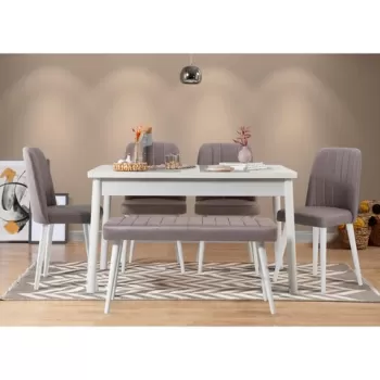 Set masa si scaune 6 piese, Vella, Costa 0701, PAL, Alb / Gri imagine