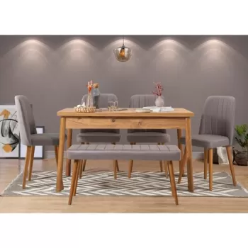 Set masa si scaune 6 piese, Vella, Costa 0701, PAL, Pin Atlantic / Gri imagine