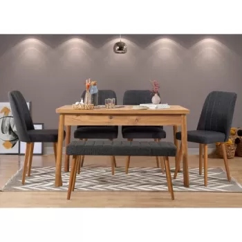 Set masa si scaune 6 piese, Vella, Costa 1053, PAL, Pin Atlantic / Antracit imagine