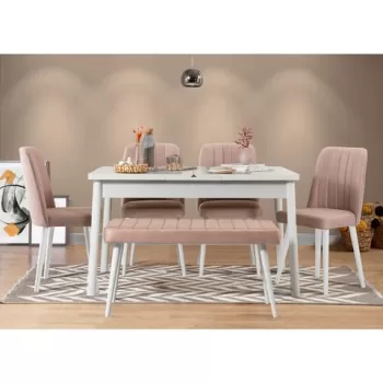 Set masa si scaune 6 piese, Vella, Santiago 0900, PAL, Piatra Alba imagine