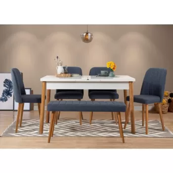 Set masa si scaune 6 piese, Vella, Santiago 1048, PAL, Pin Atlantic / Albastru Marin imagine