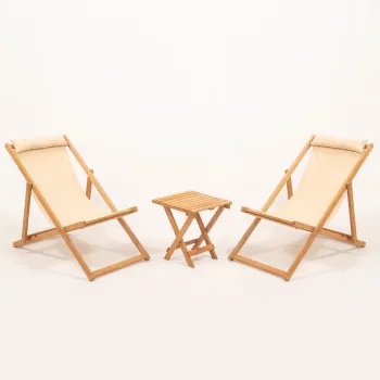 Set masa si scaune de gradina (3 Pieces), Hanah Home, MYN03, Crem imagine
