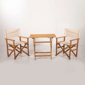 Set masa si scaune de gradina (3 Pieces), Hanah Home, MYR03, Crem imagine
