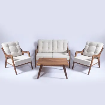Set masa si scaune de gradina (4 Pieces), Hanah Home, MYC01, Crem imagine