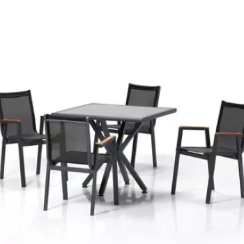 Set masa si scaune de gradina (5 bucati), Clara, Samara Bahce Masa Tak?m?, Gri/Negru imagine