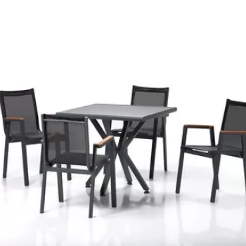 Set masa si scaune de gradina (5 bucati), Clara, Samara Bahce Masa Tak?m?, Gri/Negru imagine
