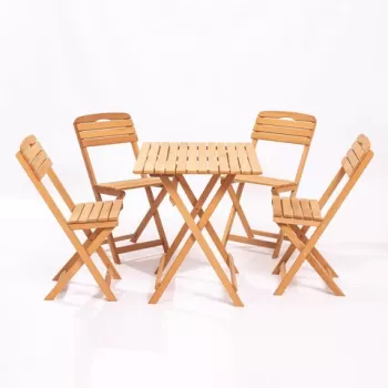 Set masa si scaune de gradina (5 bucati), Meya Dekor, MY004, Maro imagine