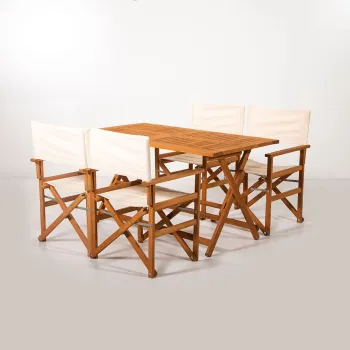 Set masa si scaune de gradina (5 Pieces), Hanah Home, MYR01, Crem imagine