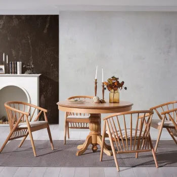 Set masa si scaune extensibile (4 bucati), Fairfax, Eva, Natural imagine