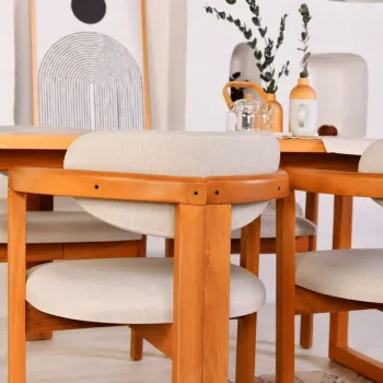 Set Masa si Scaune, Vow Chair, Cheri 4S, Lemn de fag, Stejar / Crem imagine