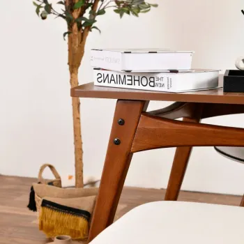 Set Masa si Scaune, Vow Chair, Touch (2S-1B), Lemn de carpen, Maro/Crem imagine